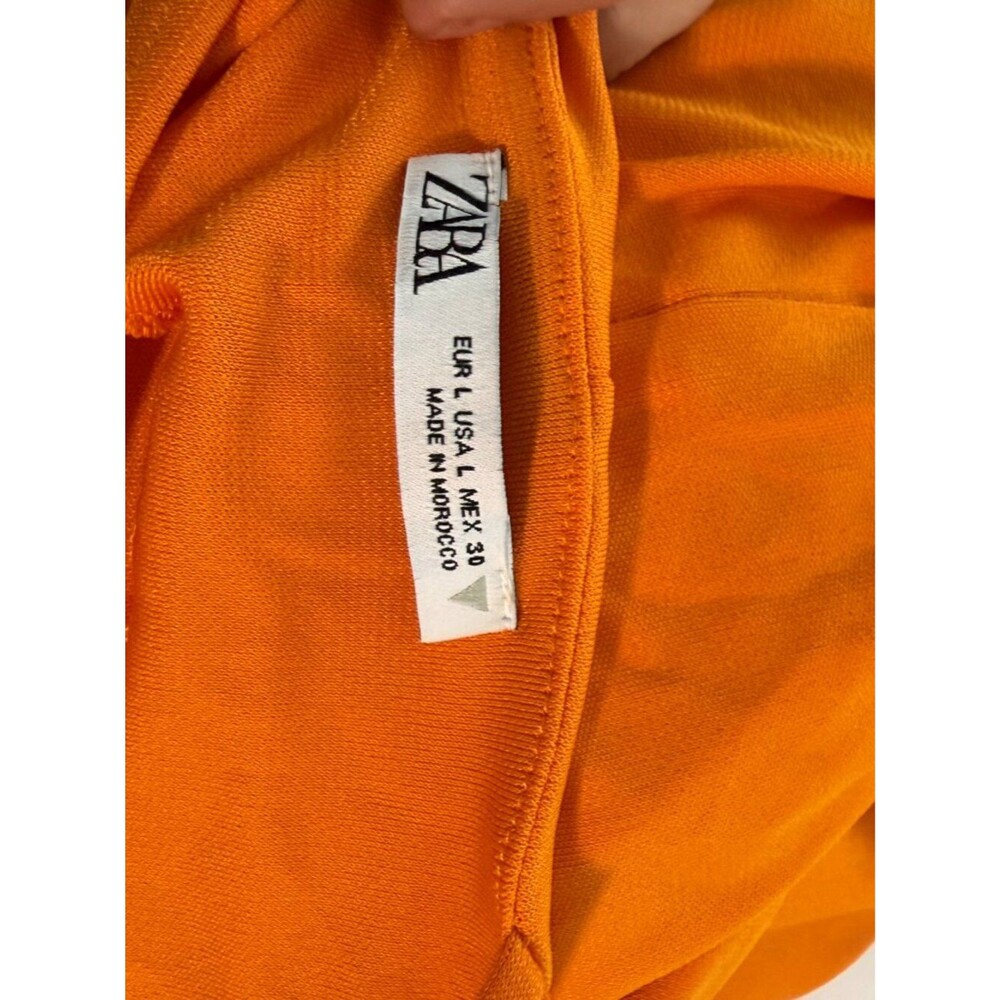 Zara Orange Cutout Midi Dress Size Large Bodycon Sleeveless Knot Front - Picture 4 of 6